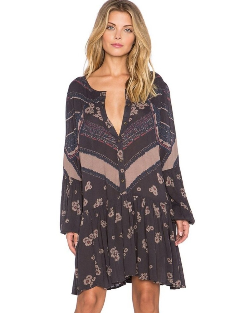 Free People From Your Heart Printed Dress Multicolor Size L